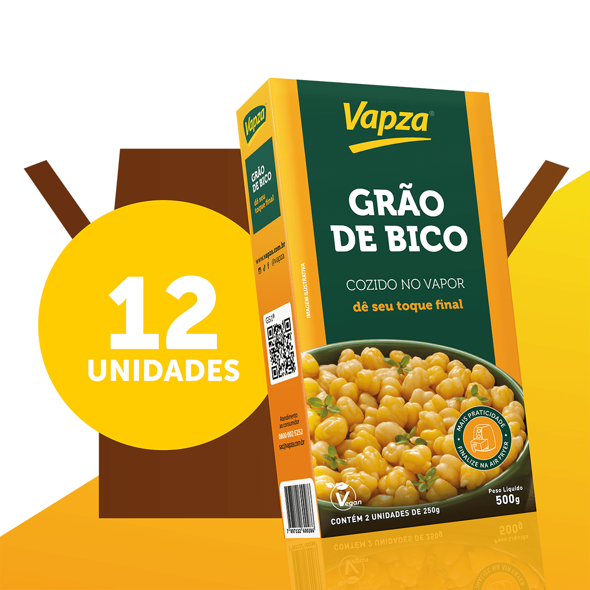 Kit 12 Grão de Bico Cozido no Vapor 500G Vapza